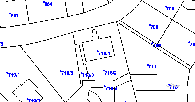 Parcela st. 718/1 v KÚ Stodůlky, Katastrální mapa