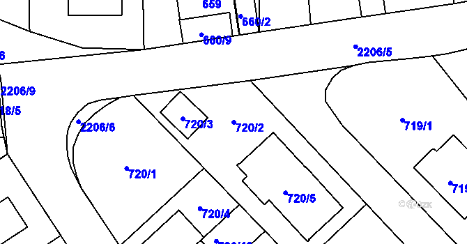 Parcela st. 720/2 v KÚ Stodůlky, Katastrální mapa
