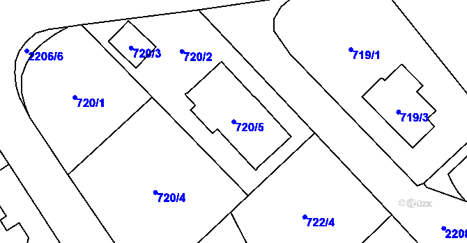 Parcela st. 720/5 v KÚ Stodůlky, Katastrální mapa
