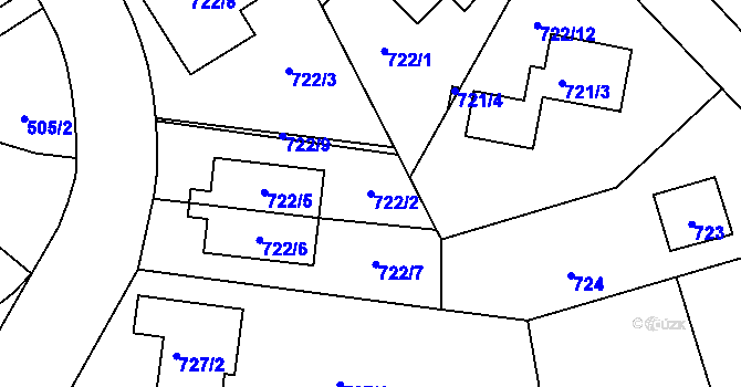 Parcela st. 722/2 v KÚ Stodůlky, Katastrální mapa