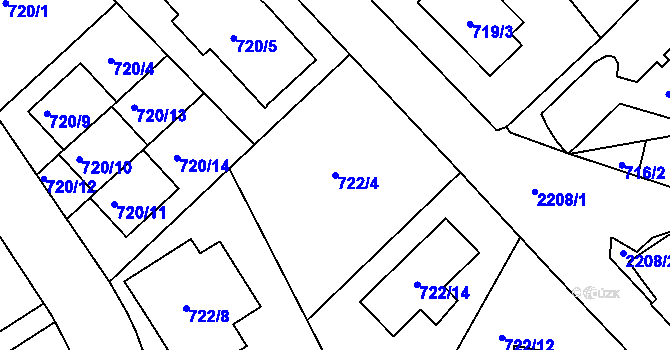 Parcela st. 722/4 v KÚ Stodůlky, Katastrální mapa