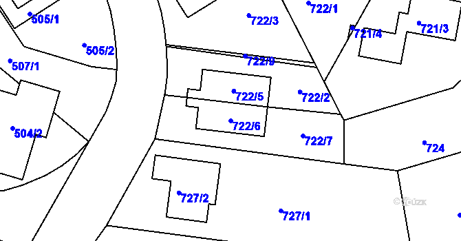 Parcela st. 722/6 v KÚ Stodůlky, Katastrální mapa