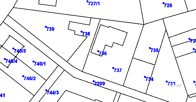 Parcela st. 736 v KÚ Stodůlky, Katastrální mapa