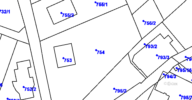 Parcela st. 754 v KÚ Stodůlky, Katastrální mapa