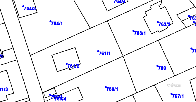 Parcela st. 761/1 v KÚ Stodůlky, Katastrální mapa
