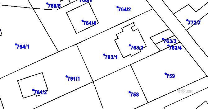 Parcela st. 763/1 v KÚ Stodůlky, Katastrální mapa
