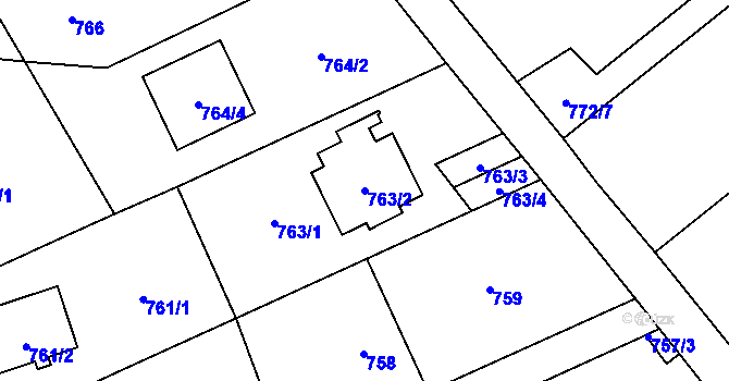 Parcela st. 763/2 v KÚ Stodůlky, Katastrální mapa