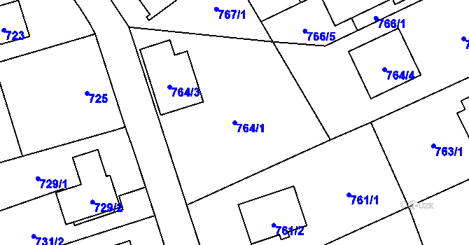 Parcela st. 764/1 v KÚ Stodůlky, Katastrální mapa