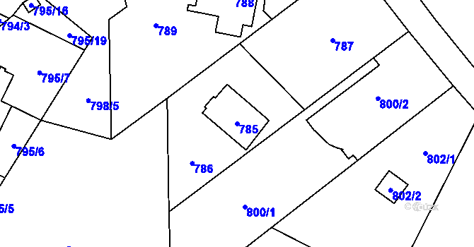Parcela st. 785 v KÚ Stodůlky, Katastrální mapa