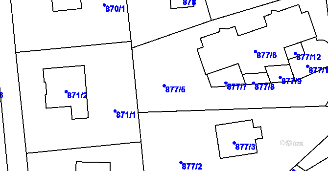 Parcela st. 877/5 v KÚ Stodůlky, Katastrální mapa