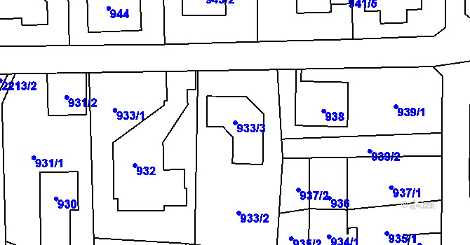 Parcela st. 933/3 v KÚ Stodůlky, Katastrální mapa