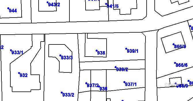 Parcela st. 938 v KÚ Stodůlky, Katastrální mapa