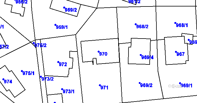 Parcela st. 970 v KÚ Stodůlky, Katastrální mapa