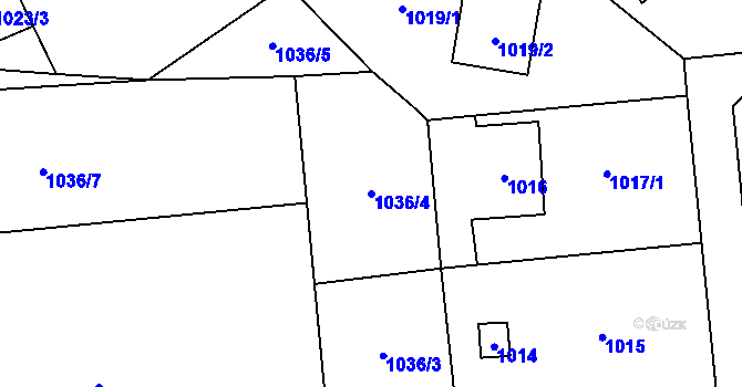 Parcela st. 1036/4 v KÚ Stodůlky, Katastrální mapa