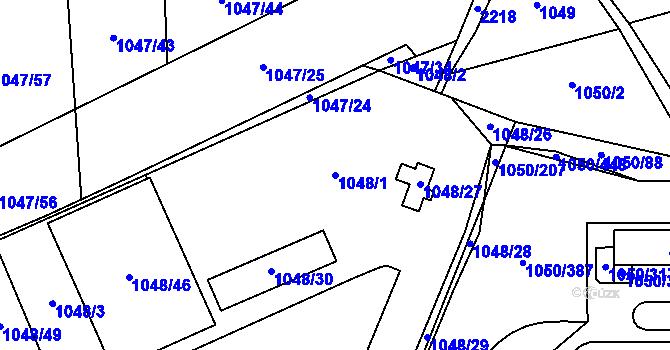 Parcela st. 1048/1 v KÚ Stodůlky, Katastrální mapa