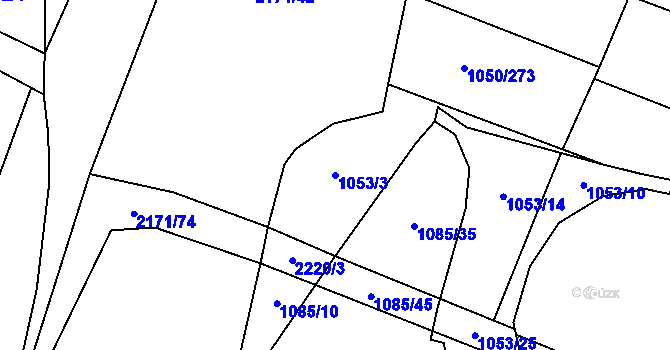 Parcela st. 1053/3 v KÚ Stodůlky, Katastrální mapa