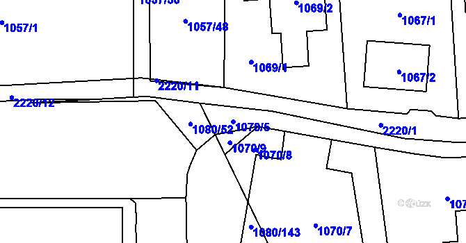 Parcela st. 1070/5 v KÚ Stodůlky, Katastrální mapa