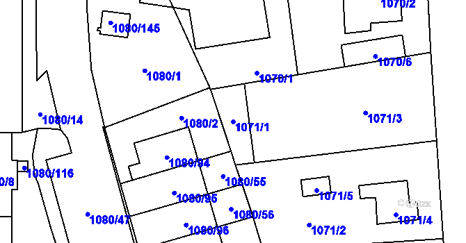 Parcela st. 1071/1 v KÚ Stodůlky, Katastrální mapa