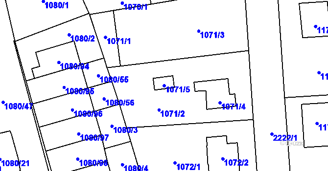 Parcela st. 1071/5 v KÚ Stodůlky, Katastrální mapa