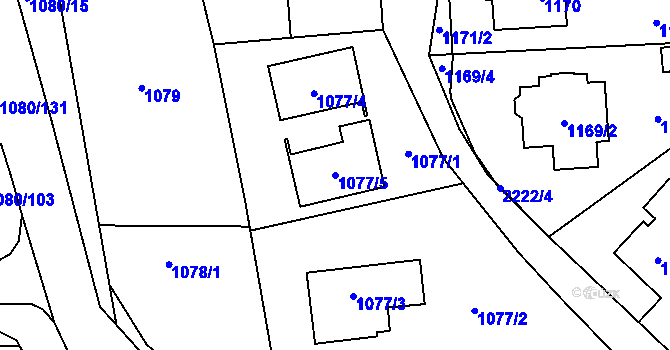 Parcela st. 1077/5 v KÚ Stodůlky, Katastrální mapa