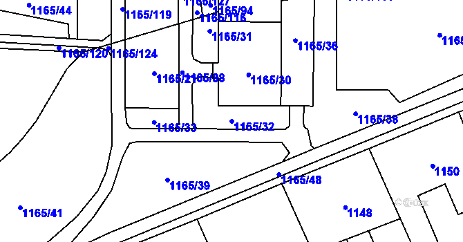 Parcela st. 1165/32 v KÚ Stodůlky, Katastrální mapa