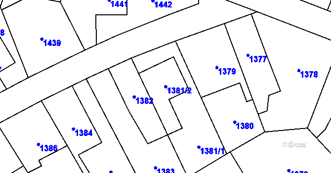 Parcela st. 1381/2 v KÚ Stodůlky, Katastrální mapa