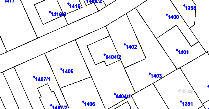 Parcela st. 1404/2 v KÚ Stodůlky, Katastrální mapa