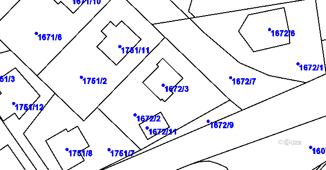 Parcela st. 1672/3 v KÚ Stodůlky, Katastrální mapa
