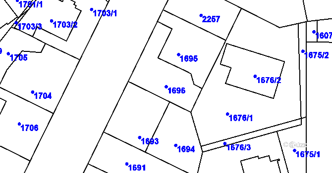 Parcela st. 1696 v KÚ Stodůlky, Katastrální mapa