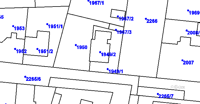 Parcela st. 1949/2 v KÚ Stodůlky, Katastrální mapa