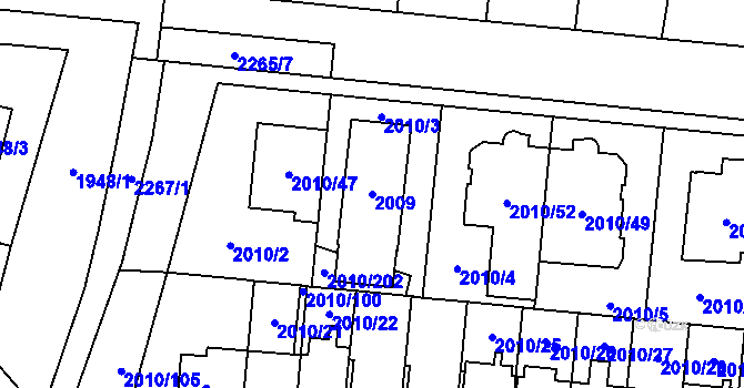Parcela st. 2009 v KÚ Stodůlky, Katastrální mapa