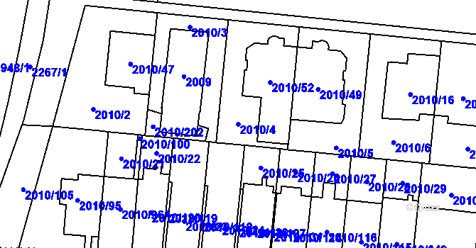 Parcela st. 2010/4 v KÚ Stodůlky, Katastrální mapa