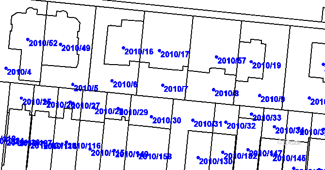 Parcela st. 2010/7 v KÚ Stodůlky, Katastrální mapa