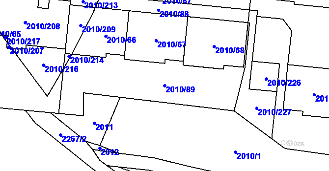Parcela st. 2010/89 v KÚ Stodůlky, Katastrální mapa