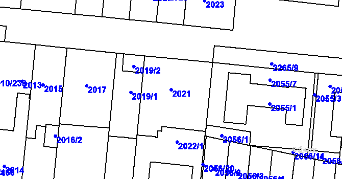 Parcela st. 2021 v KÚ Stodůlky, Katastrální mapa