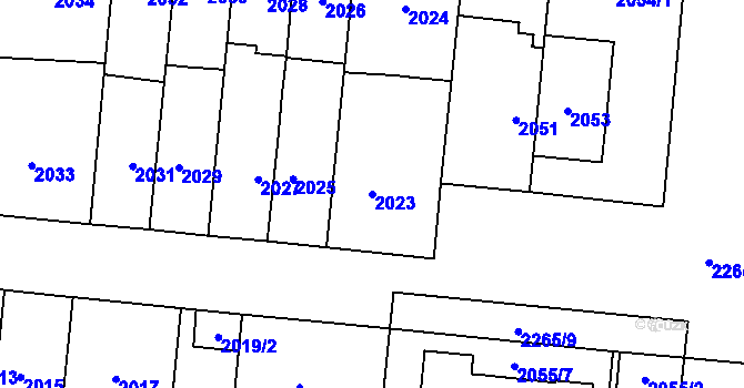 Parcela st. 2023 v KÚ Stodůlky, Katastrální mapa