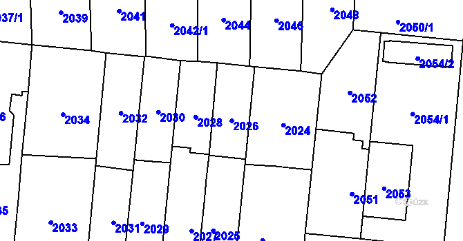 Parcela st. 2026 v KÚ Stodůlky, Katastrální mapa
