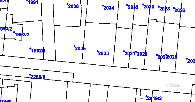 Parcela st. 2033 v KÚ Stodůlky, Katastrální mapa