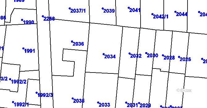 Parcela st. 2034 v KÚ Stodůlky, Katastrální mapa