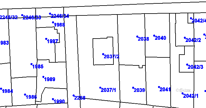 Parcela st. 2037/2 v KÚ Stodůlky, Katastrální mapa