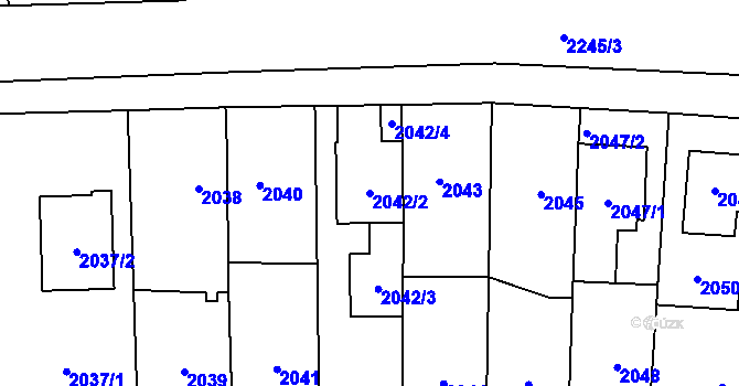 Parcela st. 2042/2 v KÚ Stodůlky, Katastrální mapa