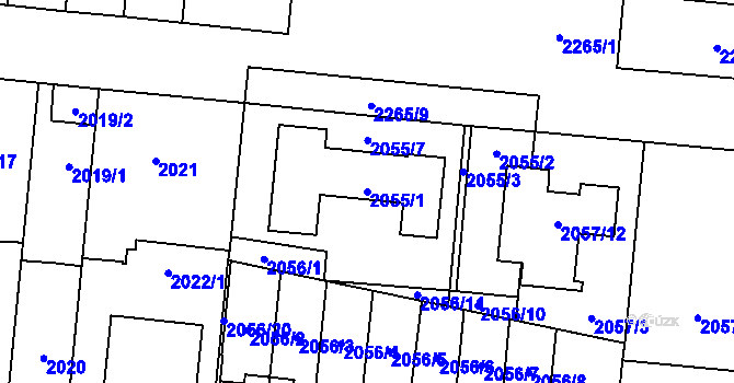 Parcela st. 2055/1 v KÚ Stodůlky, Katastrální mapa