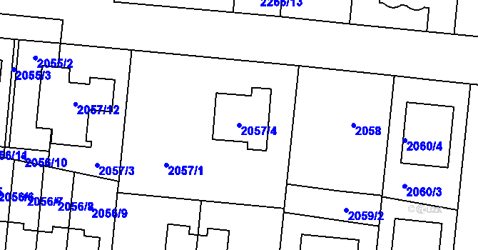 Parcela st. 2057/4 v KÚ Stodůlky, Katastrální mapa