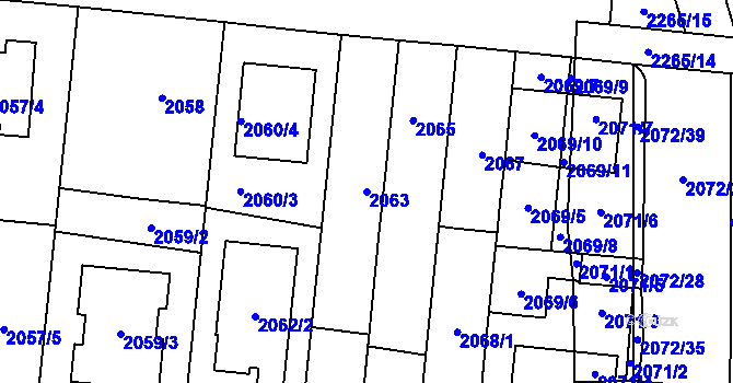 Parcela st. 2063 v KÚ Stodůlky, Katastrální mapa