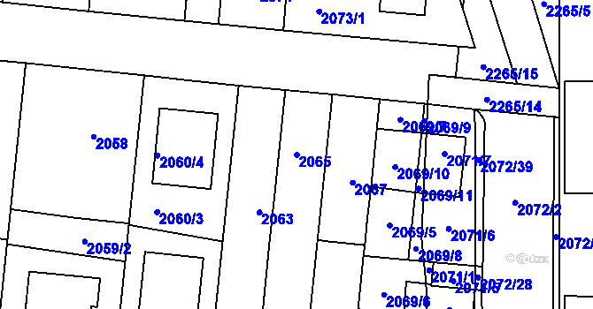 Parcela st. 2065 v KÚ Stodůlky, Katastrální mapa
