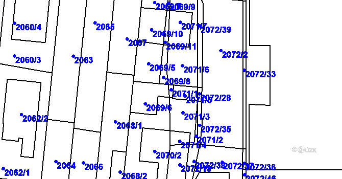 Parcela st. 2071/1 v KÚ Stodůlky, Katastrální mapa