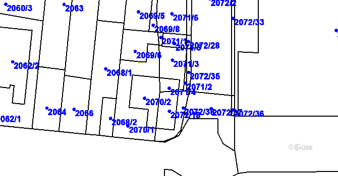 Parcela st. 2071/4 v KÚ Stodůlky, Katastrální mapa