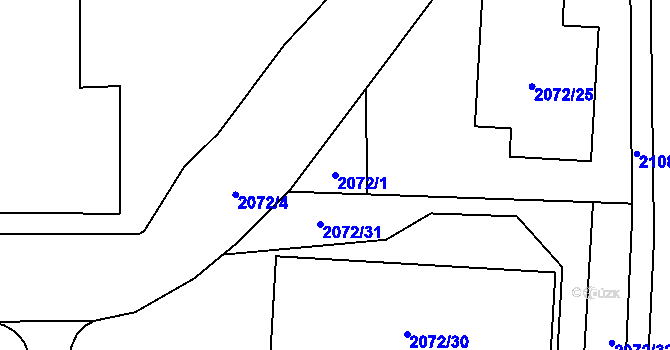 Parcela st. 2072/1 v KÚ Stodůlky, Katastrální mapa