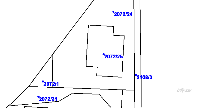 Parcela st. 2072/25 v KÚ Stodůlky, Katastrální mapa