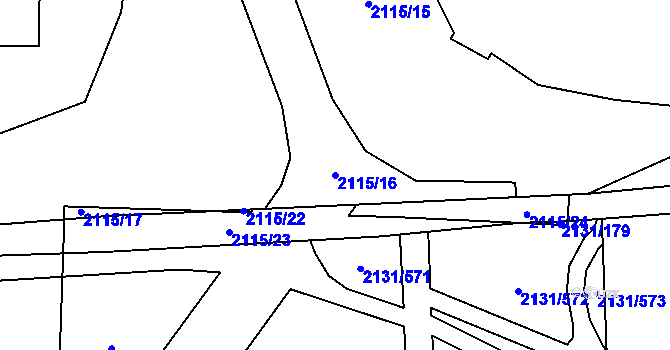 Parcela st. 2115/16 v KÚ Stodůlky, Katastrální mapa